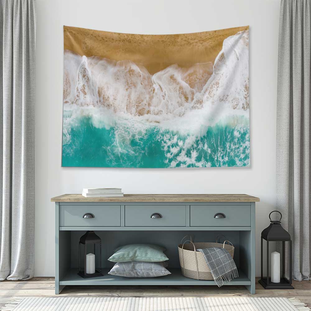 Dalgaların Kumsala Vuruşu Havadan Görünüm Duvar Örtüsü 4640