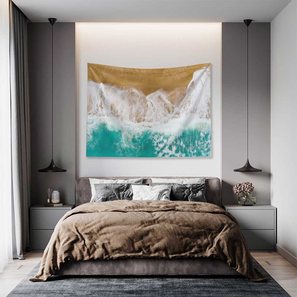 Dalgaların Kumsala Vuruşu Havadan Görünüm Duvar Örtüsü 4640