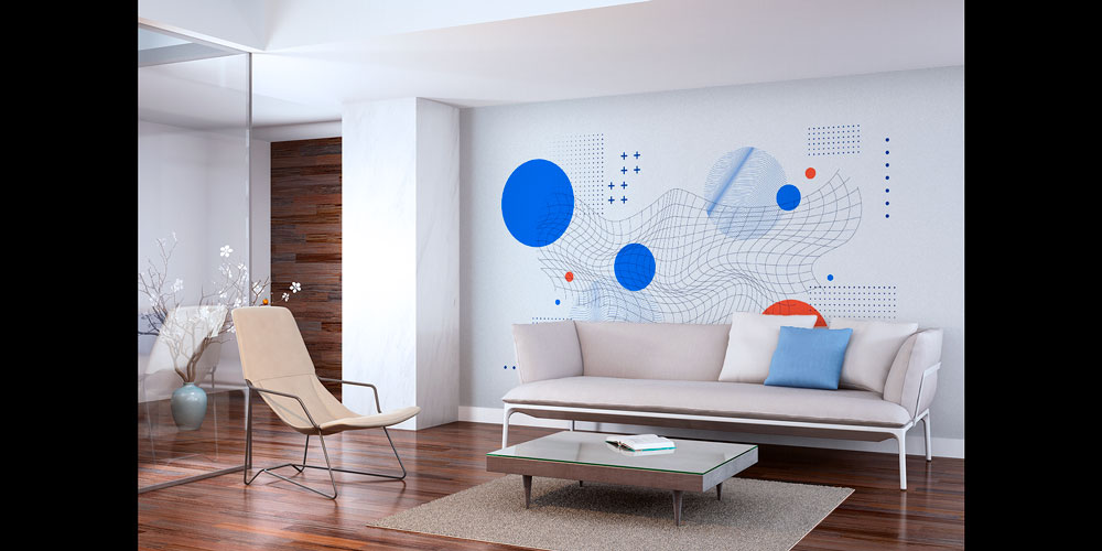 Geometrik Wireframe Soyut Modern Duvar Kağıdı 7419