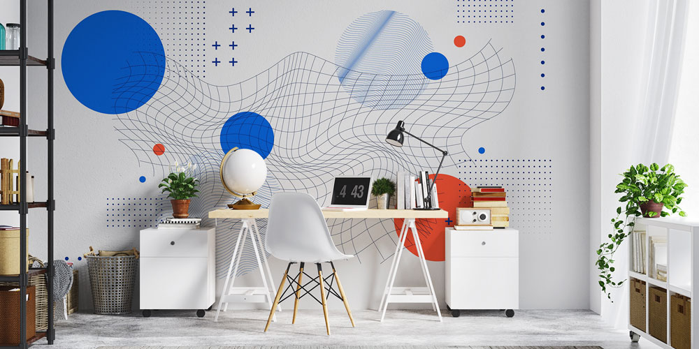 Geometrik Wireframe Soyut Modern Duvar Kağıdı 7419