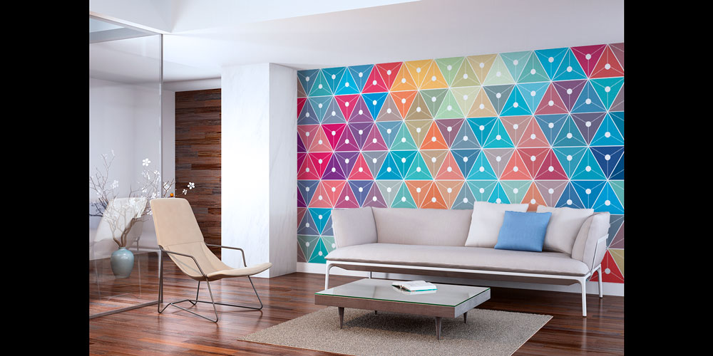 office-room-wall-decor-7437-02 Renkli Üçgen Geometrik Mozaik Duvar Kağıdı 7437