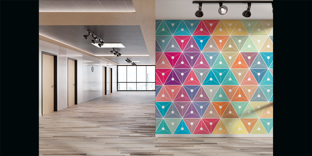 office-room-wall-decor-7437-04 Renkli Üçgen Geometrik Mozaik Duvar Kağıdı 7437