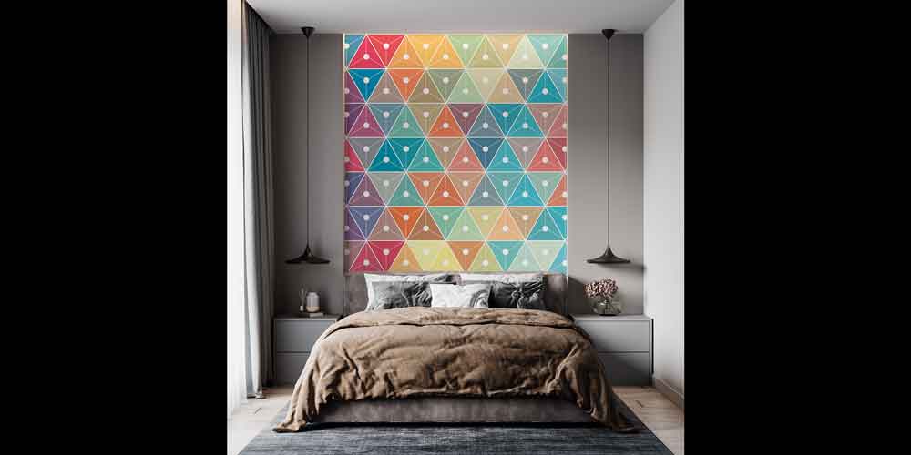 office-room-wall-decor-7437-05 Renkli Üçgen Geometrik Mozaik Duvar Kağıdı 7437