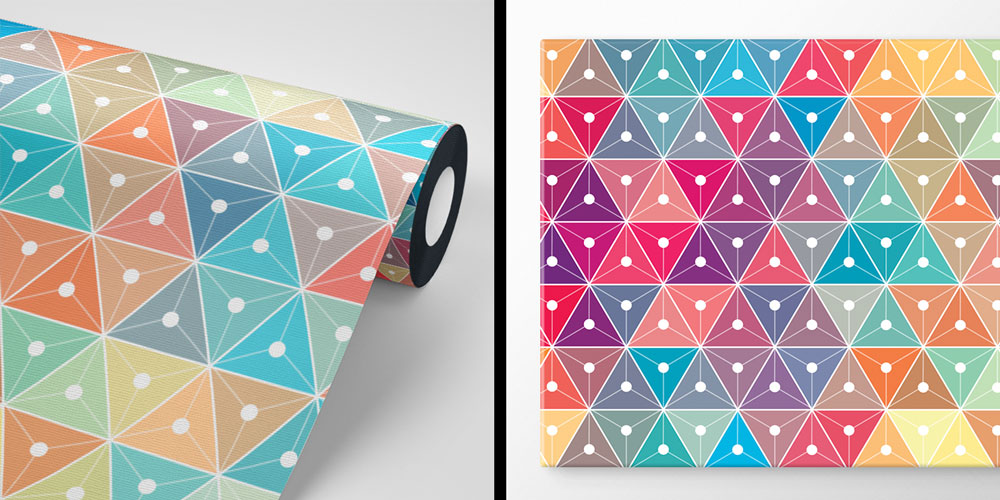 office-room-wall-decor-7437-07 Renkli Üçgen Geometrik Mozaik Duvar Kağıdı 7437