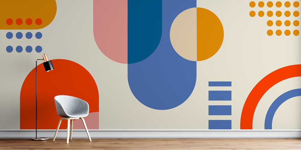 Renkli Geometrik Soyut Modern Duvar Kağıdı 7416