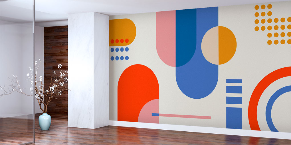 Renkli Geometrik Soyut Modern Duvar Kağıdı 7416