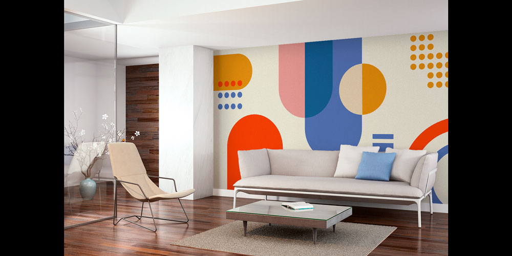 Renkli Geometrik Soyut Modern Duvar Kağıdı 7416