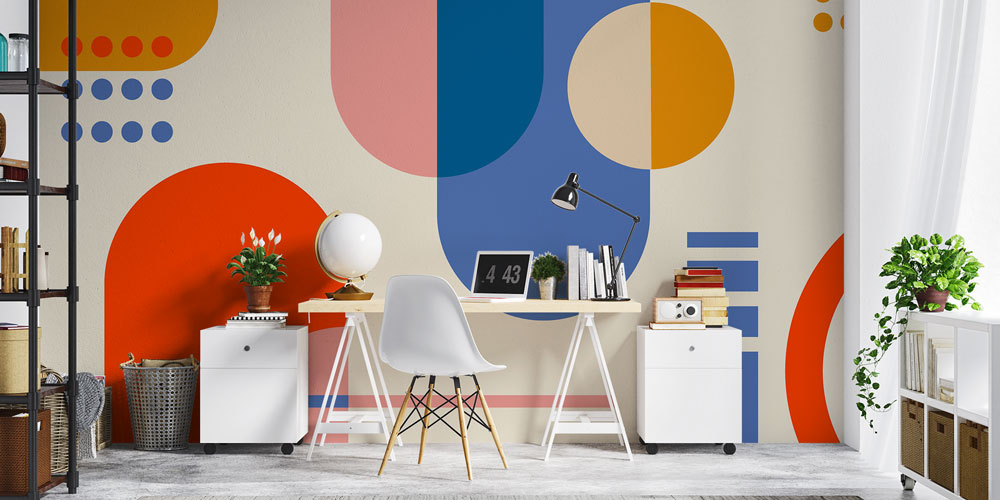 Renkli Geometrik Soyut Modern Duvar Kağıdı 7416