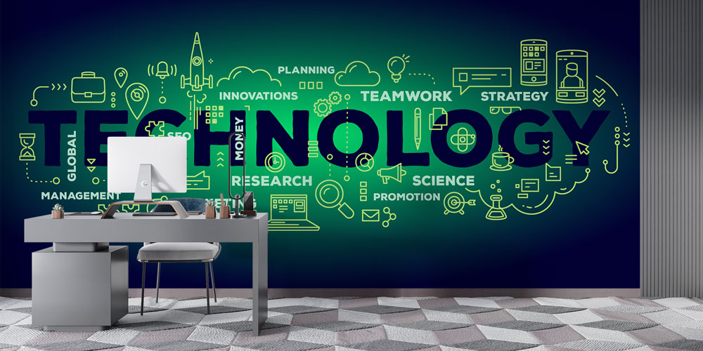 Teknoloji ve İnovasyon Temalı Modern Ofis Duvar Kağıdı 5390