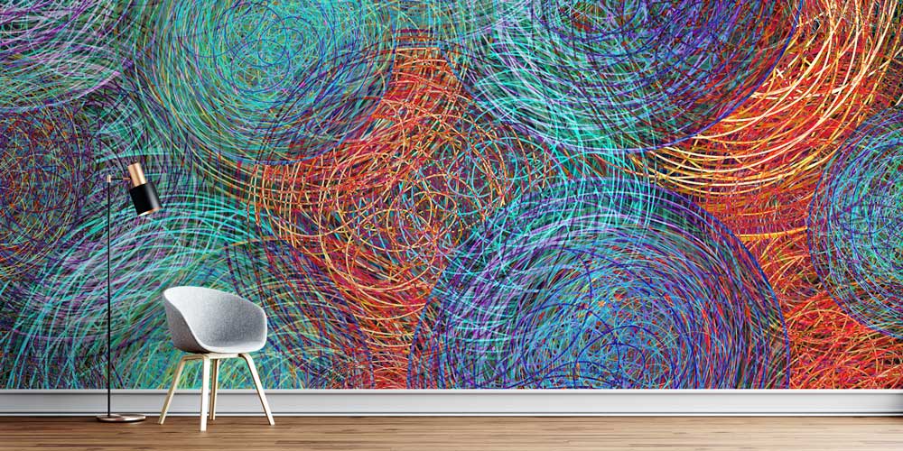 Renkli Spiral Soyut Duvar Kağıdı 7428