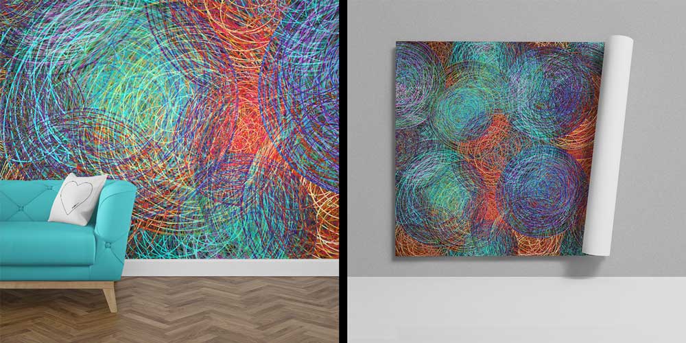 Renkli Spiral Soyut Duvar Kağıdı 7428