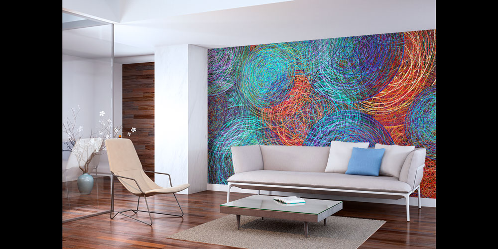 Renkli Spiral Soyut Duvar Kağıdı 7428