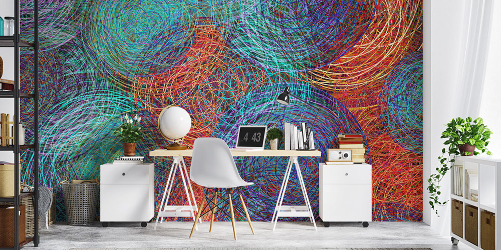 Renkli Spiral Soyut Duvar Kağıdı 7428