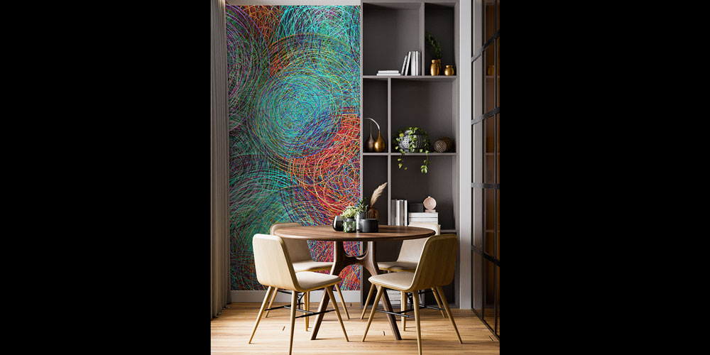 Renkli Spiral Soyut Duvar Kağıdı 7428