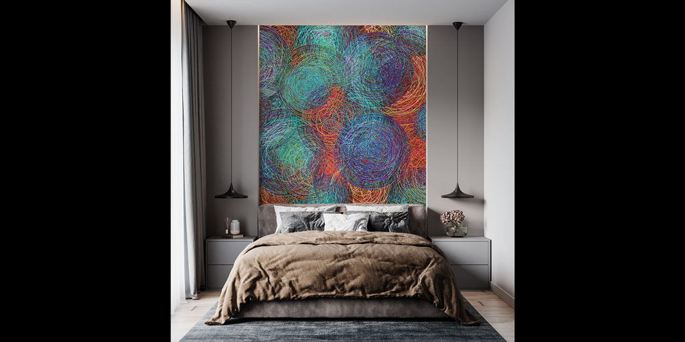 Renkli Spiral Soyut Duvar Kağıdı 7428