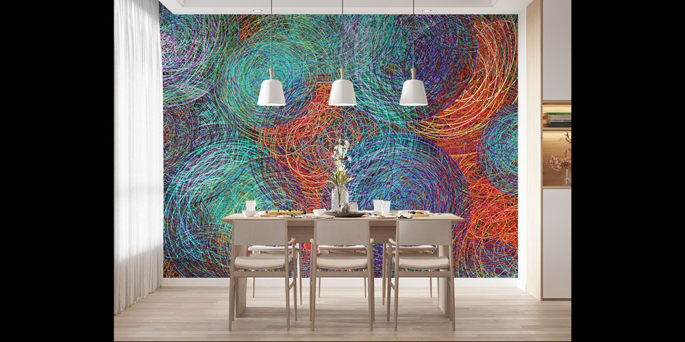 Renkli Spiral Soyut Duvar Kağıdı 7428