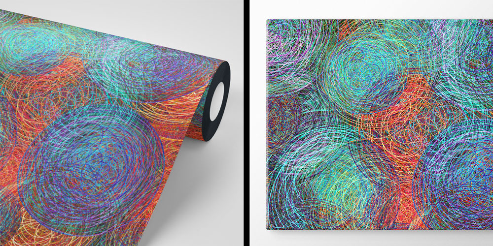 Renkli Spiral Soyut Duvar Kağıdı 7428