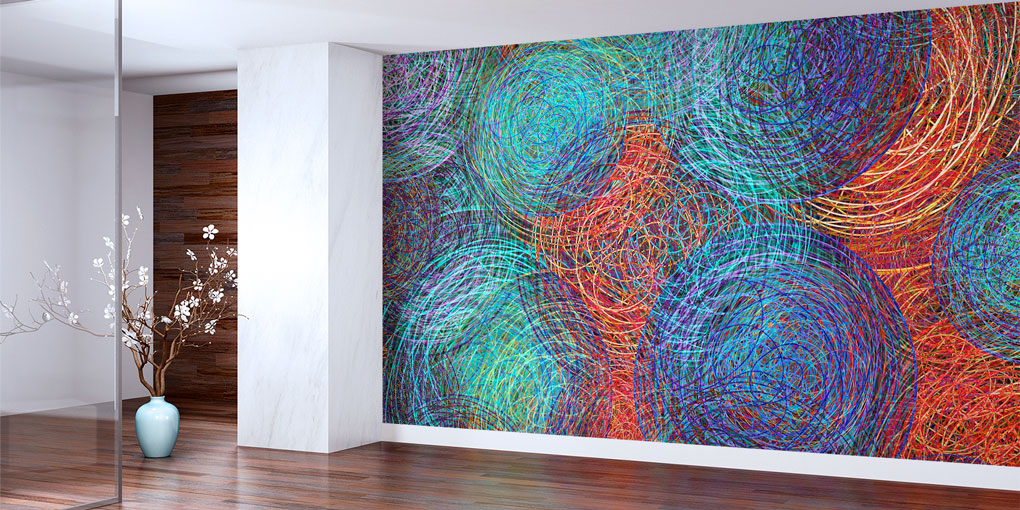 Renkli Spiral Soyut Duvar Kağıdı 7428