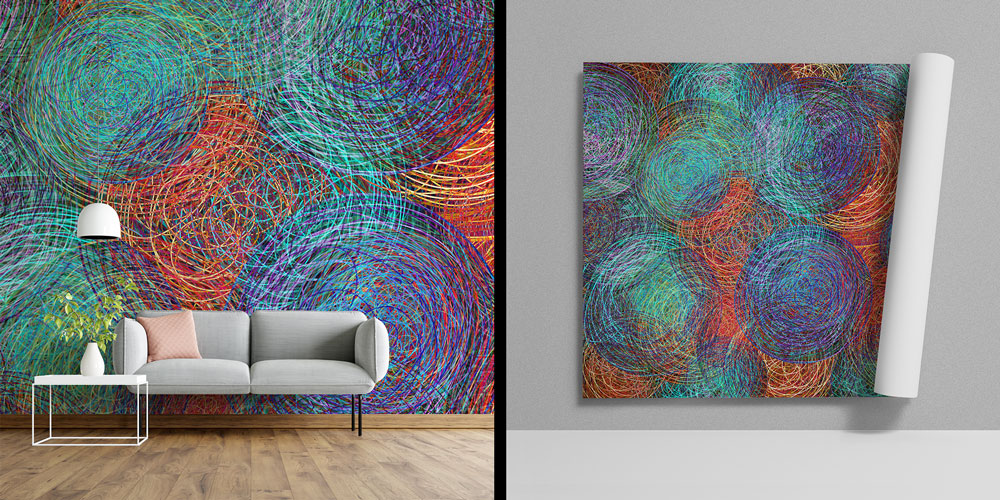 Renkli Spiral Soyut Duvar Kağıdı 7428