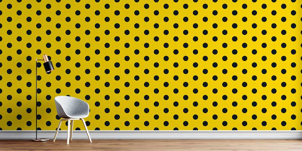 Sarı Puantiyeli Nokta Desen Duvar Kağıdı 7433