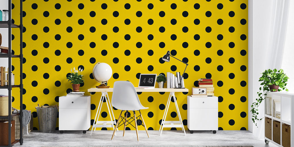 Sarı Puantiyeli Nokta Desen Duvar Kağıdı 7433