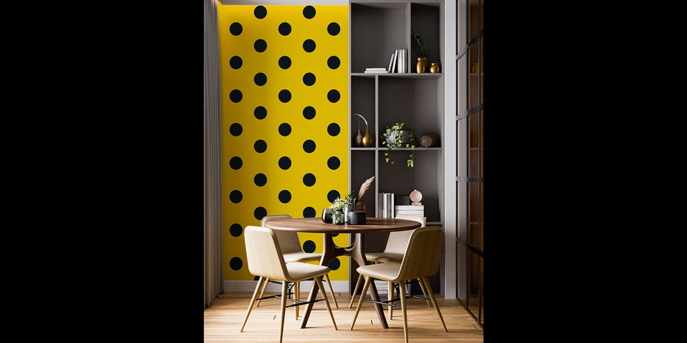 Sarı Puantiyeli Nokta Desen Duvar Kağıdı 7433