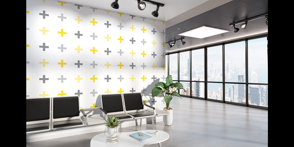 Sarı Gri Artı Desenli Modern Desen Sanatı Duvar Kaplaması 5177