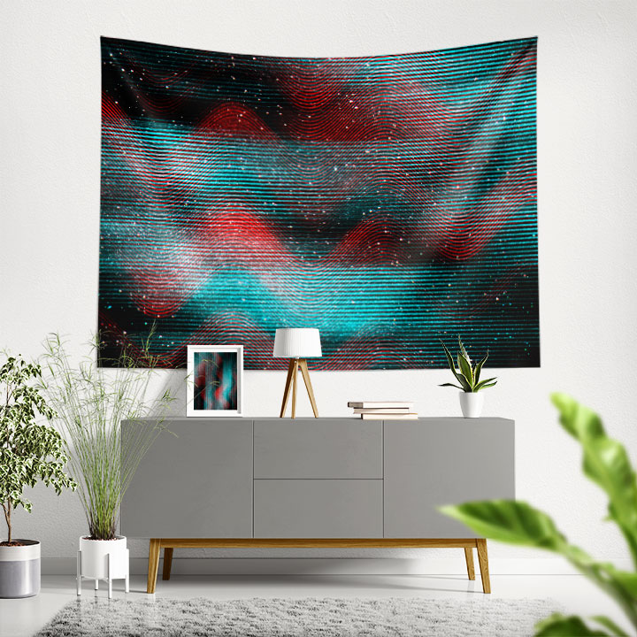 Neon Dalga Soyut Duvar Örtüsü 4184