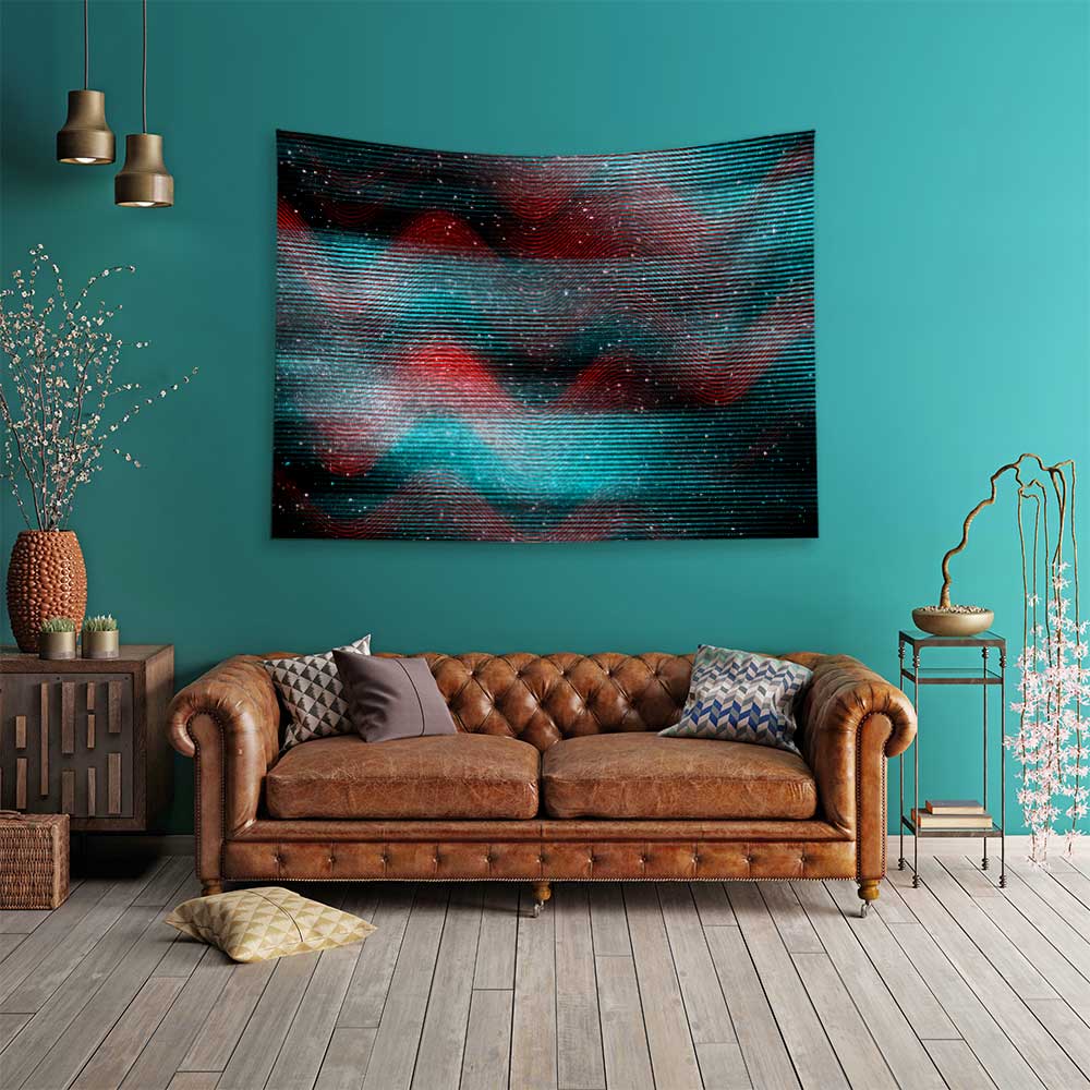 ofis-dekorasyonu-4184-01 Neon Dalga Soyut Duvar Örtüsü 4184