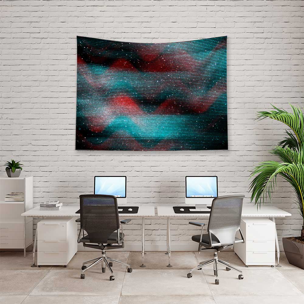 ofis-dekorasyonu-4184-02 Neon Dalga Soyut Duvar Örtüsü 4184
