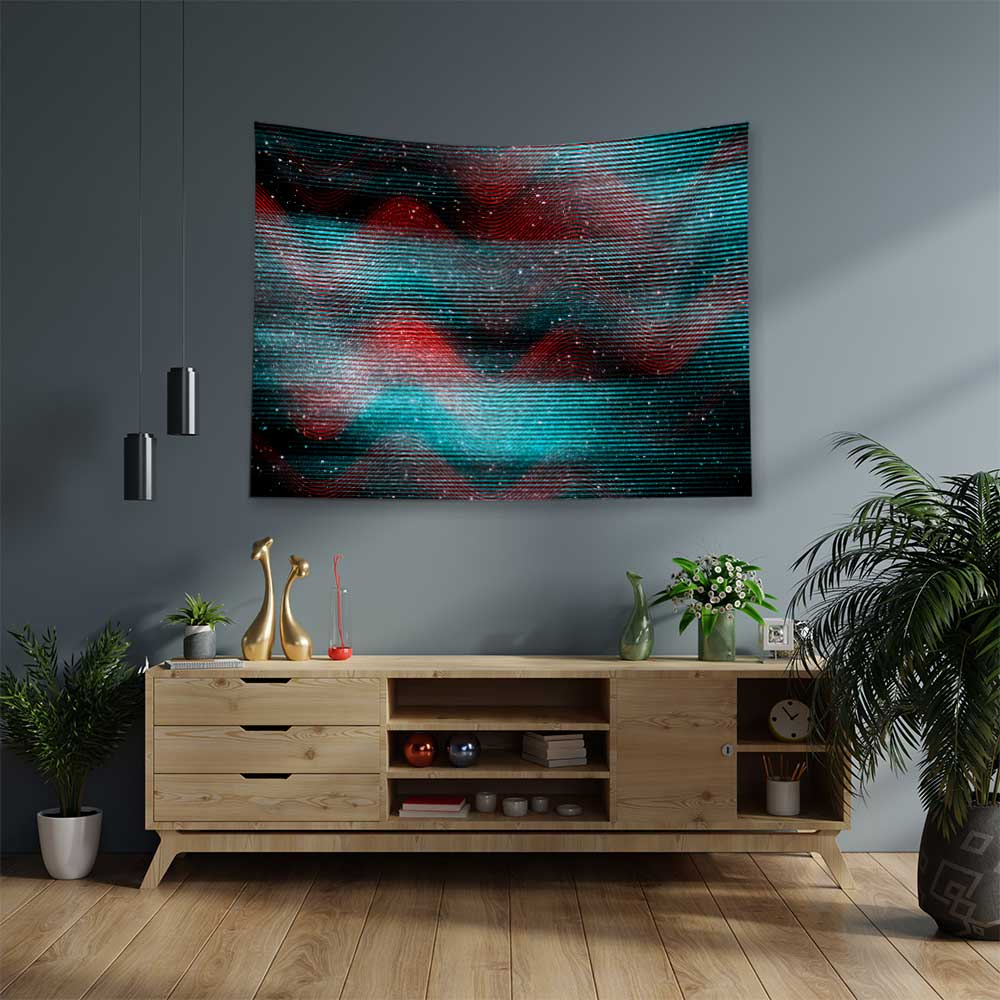 ofis-dekorasyonu-4184-03 Neon Dalga Soyut Duvar Örtüsü 4184