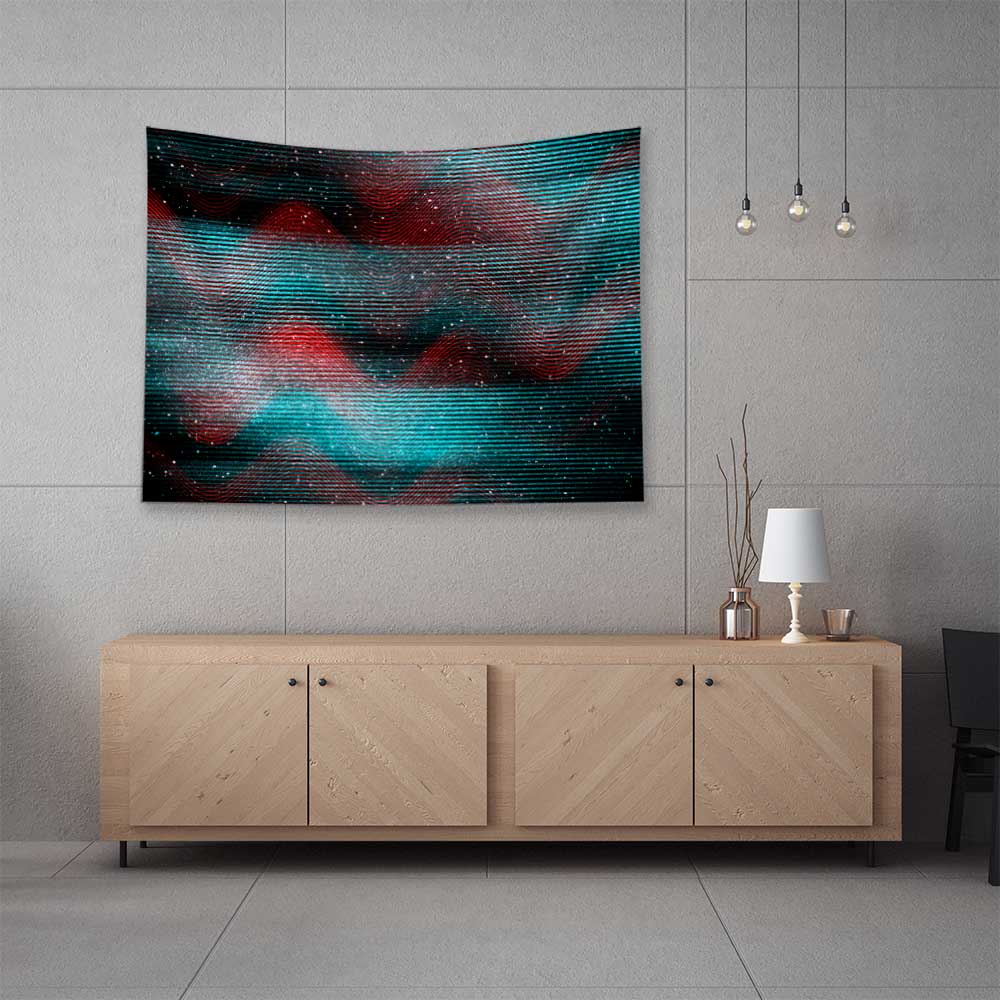 ofis-dekorasyonu-4184-05 Neon Dalga Soyut Duvar Örtüsü 4184