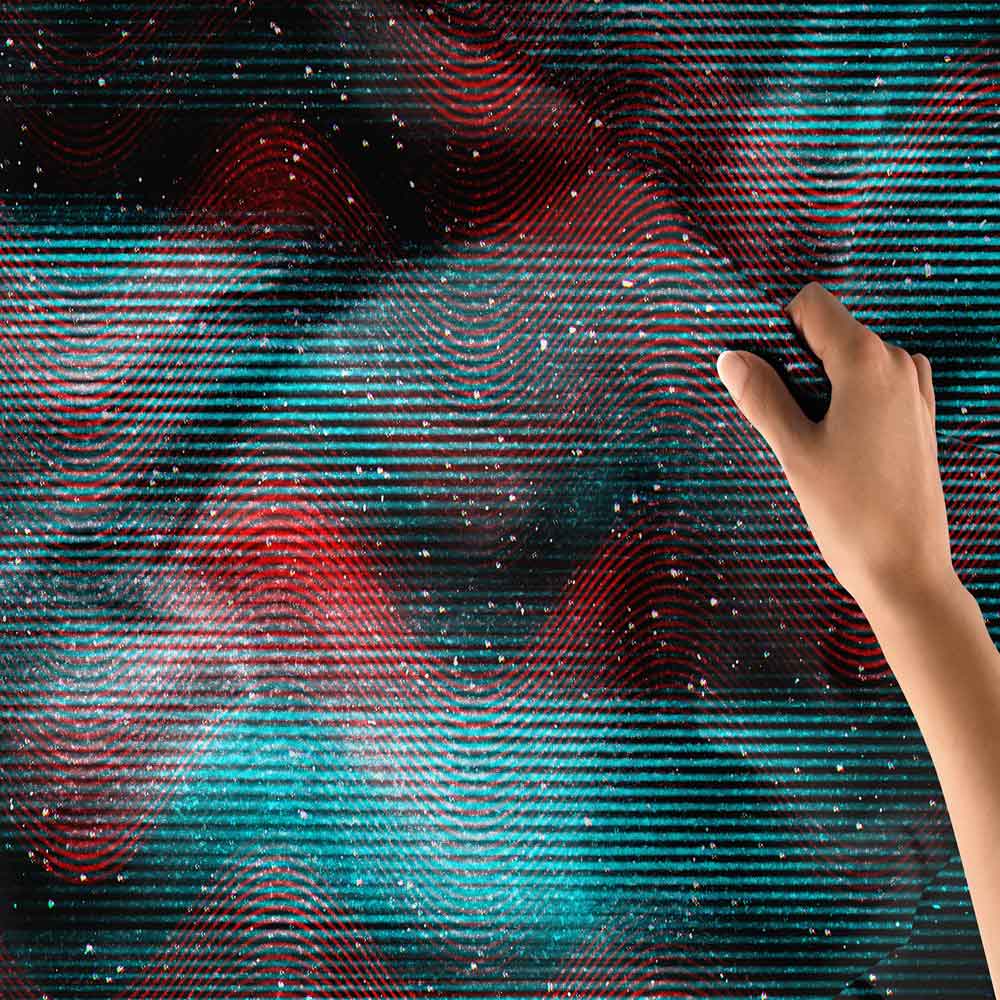 ofis-dekorasyonu-4184-06 Neon Dalga Soyut Duvar Örtüsü 4184