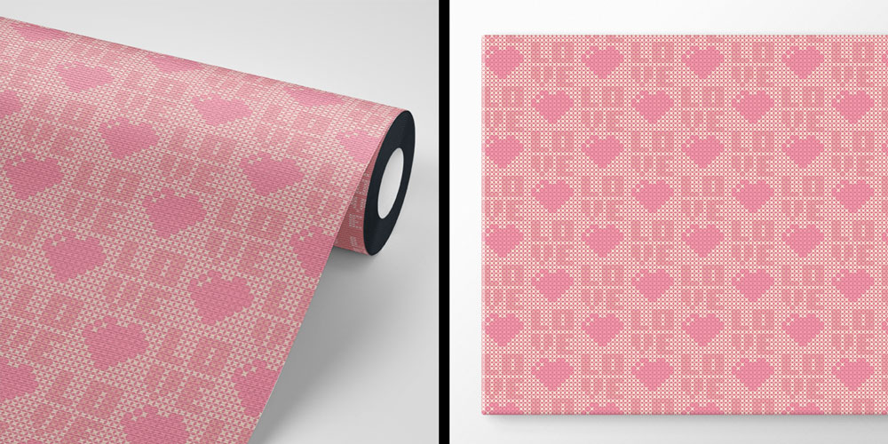 ofis-dekorasyonu-4512-05 Kalp ve Love Desenli Duvar Kağıdı 4512