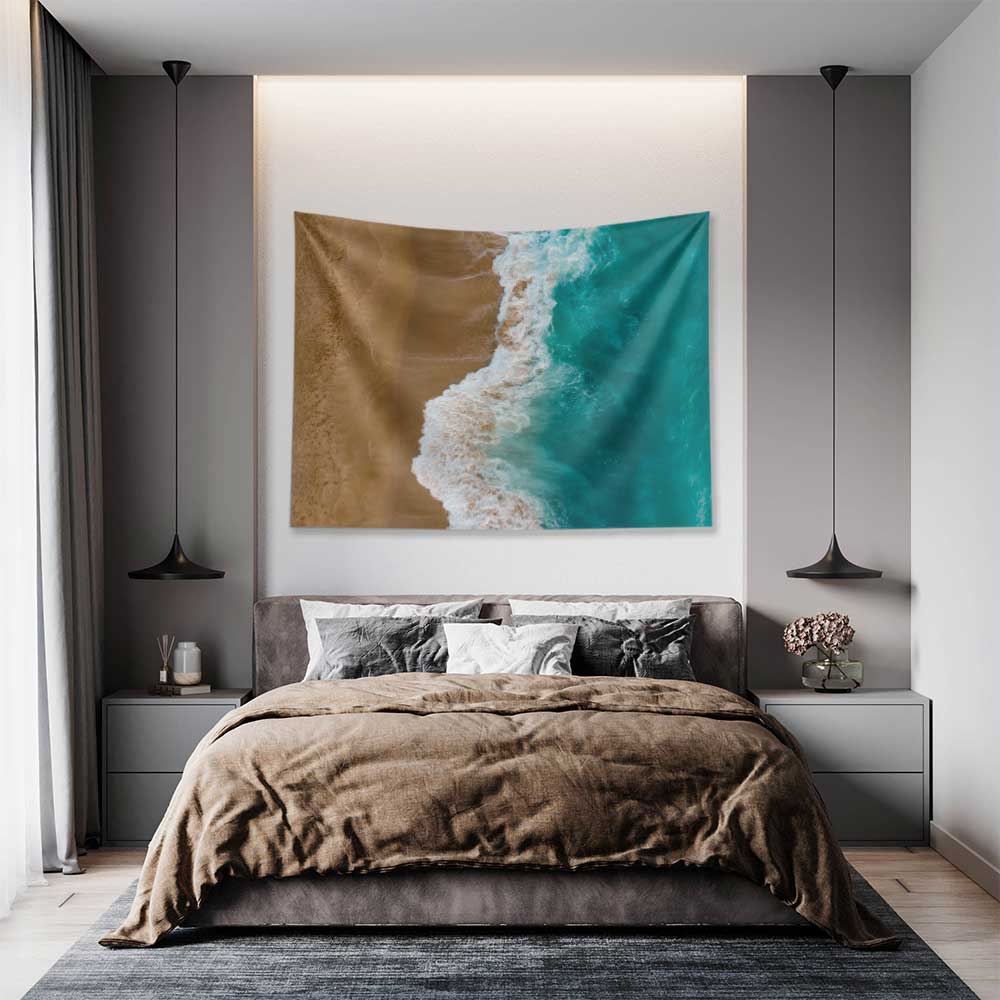 Turkuaz Deniz ve Kumsal Havadan Görünüm Duvar Örtüsü 4639