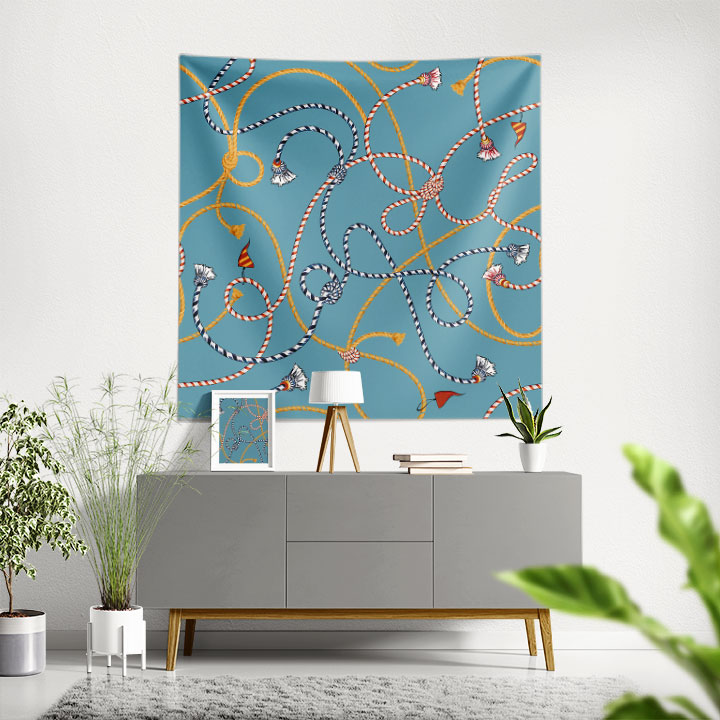 Halat ve Düğüm Desenli Marin Temalı Duvar Örtüsü 4650