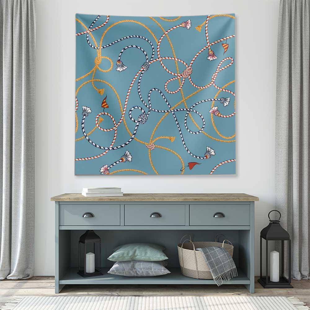 Halat ve Düğüm Desenli Marin Temalı Duvar Örtüsü 4650