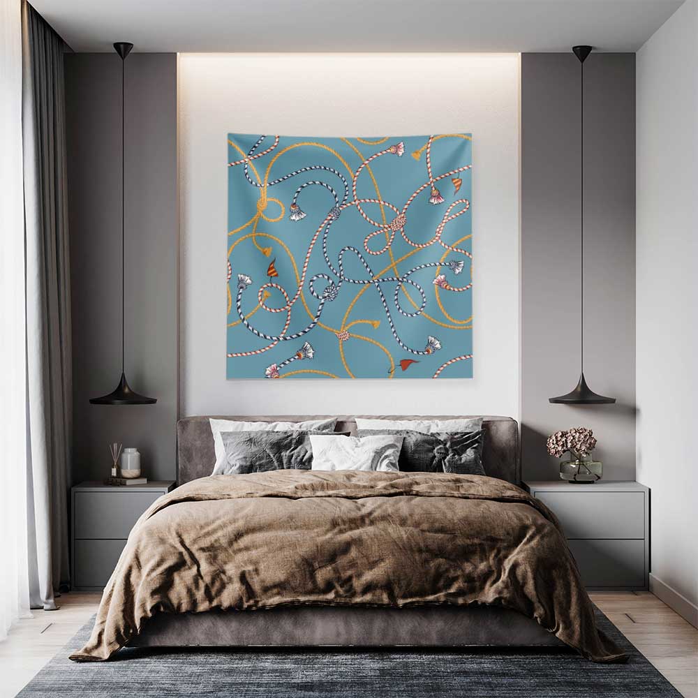 Halat ve Düğüm Desenli Marin Temalı Duvar Örtüsü 4650