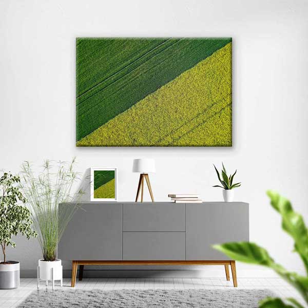 Yeşil ve Sarı Ekili Alan Kontrastı Kanvas Tablo 4691
