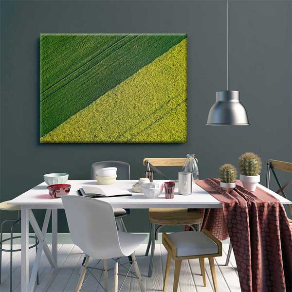 Yeşil ve Sarı Ekili Alan Kontrastı Kanvas Tablo 4691