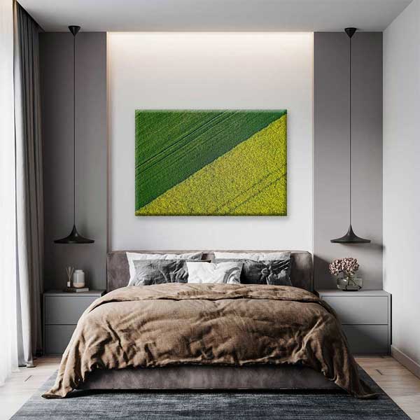 Yeşil ve Sarı Ekili Alan Kontrastı Kanvas Tablo 4691