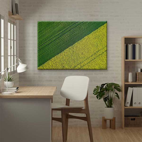 Yeşil ve Sarı Ekili Alan Kontrastı Kanvas Tablo 4691