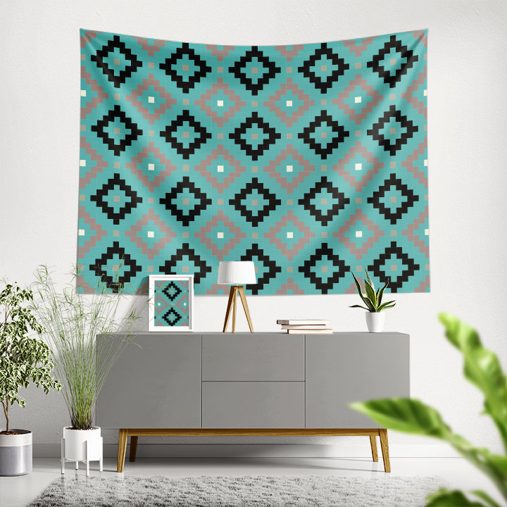 Etnik Baklava Motifli Geometrik Desen Duvar Örtüsü 4751