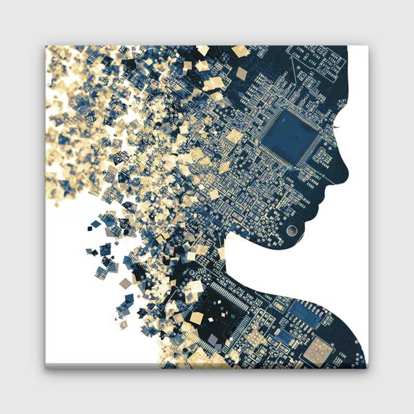 ofis-dekorasyonu-5382-00 Dijital Zekâ ve Teknoloji Temalı Modern Ofis Kanvas Tablo – 5382