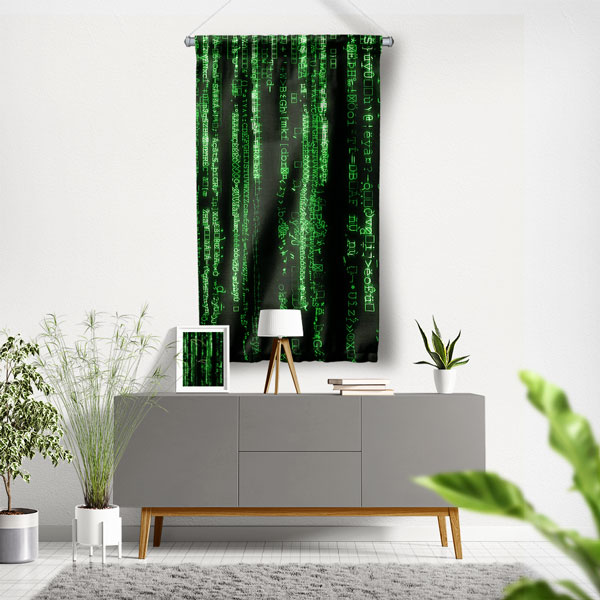 Matrix Kod Temalı Dijital Duvar Flaması 5426