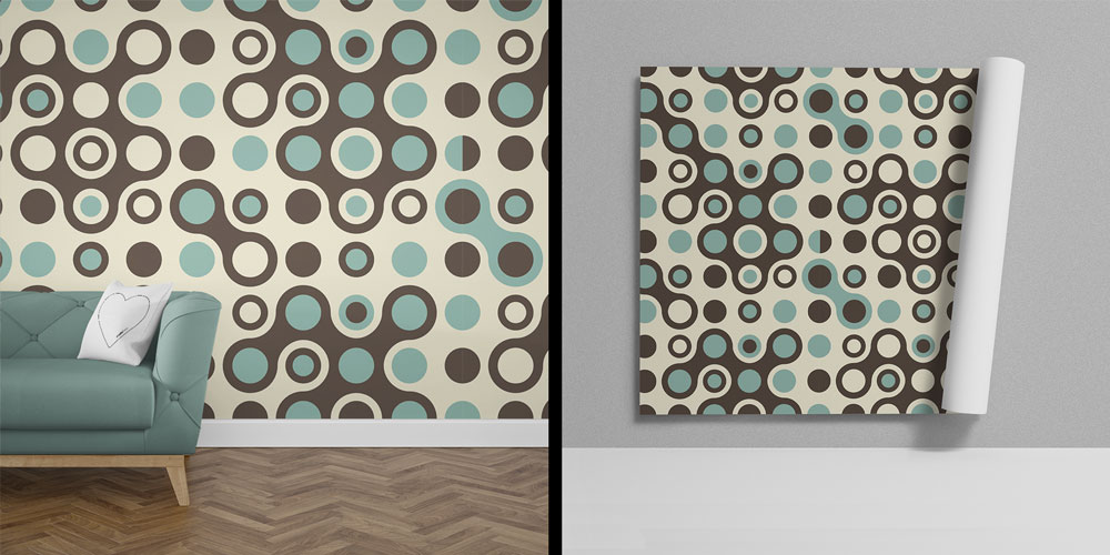 Retro Dairesel Desen Duvar Kağıdı 5227