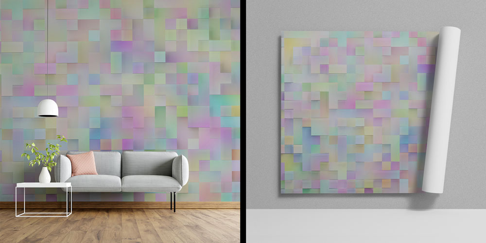 Pastel Mozaik Geometrik Soyut Dijital Sanat Duvar Kağıdı 4836