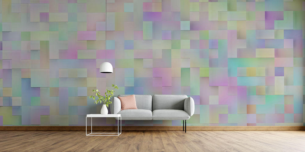 Pastel Mozaik Geometrik Soyut Dijital Sanat Duvar Kağıdı 4836