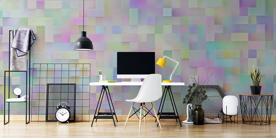 Pastel Mozaik Geometrik Soyut Dijital Sanat Duvar Kağıdı 4836