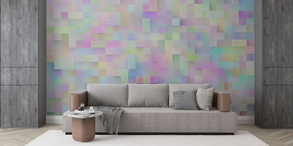 Pastel Mozaik Geometrik Soyut Dijital Sanat Duvar Kağıdı 4836